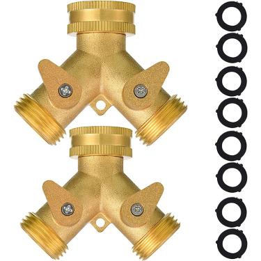 Imagem de C/H Coletor de latão sólido, conector de torneira divisor de mangueira de jardim 2 vias, 3/4 conectores de mangueira de latão conectores de mangueira dupla para torneiras e mangueiras de jardim – encaixe de rosca em Y