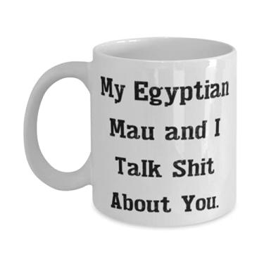 Imagem de New Egyptian Mau Cat s, My Egyptian Mau and I Talk Shit About You, Birthday 325 g Caneca para gato Mau egípcio