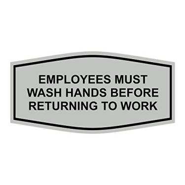 Imagem de Letreiro Esportivo Essencial de Lavar as Mãos Antes de Voltar ao Trabalho, Light Grey/Black, 6" x 3" - Small