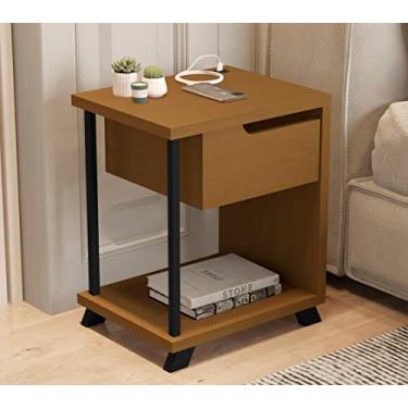 Imagem de Mesa de Cabeceira 1010 Com 1 Gaveta Pés Madeira e Tomada USB Cor: Nature