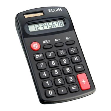 Imagem de Calculadora de Bolso Elgin com 8 Dígitos Preta 1 Unidade