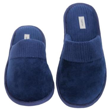 Imagem de Pantufa Cotelê Masculino (37-38, Azul)