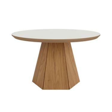 Imagem de Mesa de Centro de 70cm com Base Hexagonal Dalla Costa - Freijó/Off White