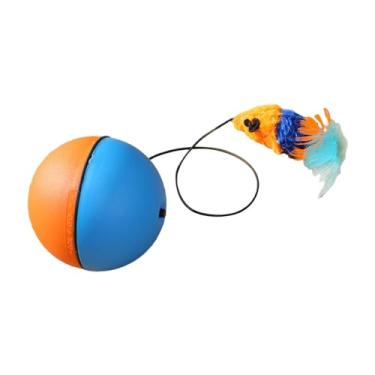 Imagem de Baoblaze Brinquedos interativos para gatos, brinquedos para gatos, brinquedos interativos para gatinhos, azul e laranja