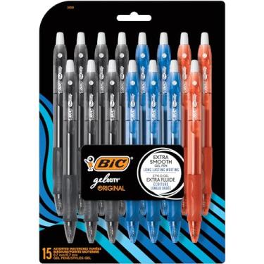 Imagem de BIC Caneta de gel retrátil Gel-ocity, ponta média (0,7 mm), cores sortidas, confortável, com aderência contornada (15 unidades)