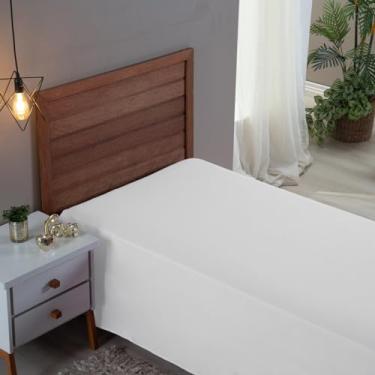 Imagem de Lençol Cama Solteiro 300 Fios 100% Algodão Sem Elástico Cama Box 30cm Altura Tecido Macio Qualidade (BRANCO)