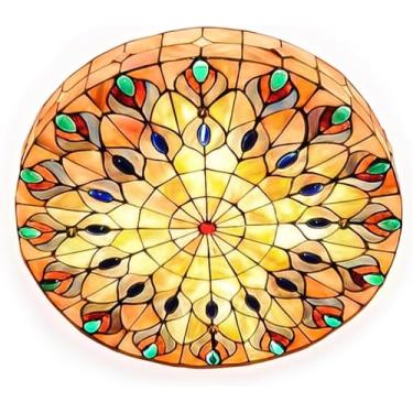 Imagem de Lustres de teto estilo 20 "com cauda de pavão estilo vitoriano vintage luminária de teto embutida para cozinha de fazenda ilha corredor do quarto/729
