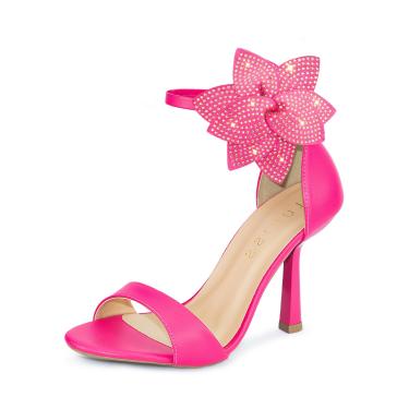 Imagem de Sandália Feminina Flor Lumiss Sapato Salto Fino Alto Confortável Clássica Pink  feminino