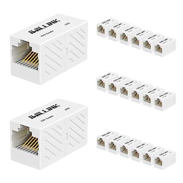 Imagem de iwillink Conector Ethernet de acoplador RJ45, conector RJ45 fêmea para cabo Ethernet Cat7 Cat6 Cat5e Cat5, adaptador extensor, pacote com 20, branco