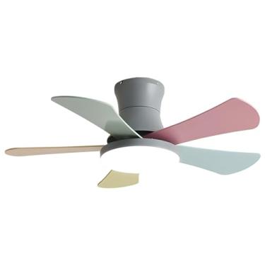 Imagem de Ventiladores De Teto Com Luzes, Ventilador De Teto Moderno Com Motor, Ventilador De Teto Silencioso Para Pátio, Quarto E Sala De Estar (Color : Gray-, Size : 42in)