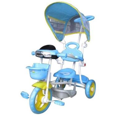 Imagem de Motoca Passeio Triciclo Infantil Com Capota E Haste Azul - Bw003 - Imp
