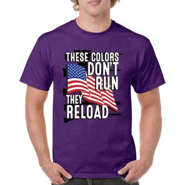 Imagem de Camiseta masculina These Colors Don't Run They Reload 2nd Amendment 2A Don't Tread on Me Second Right Bandeira Americana, Roxa, G