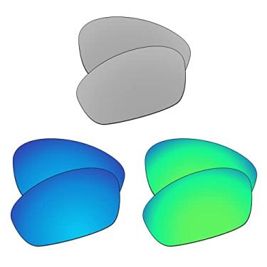 Imagem de EZReplace Lentes de reposição para óculos de sol Oakley Monster Dog (lentes polarizadas) – Serve para armação Oakley Monster Dog (metal prata + azul gelo + verde primavera)