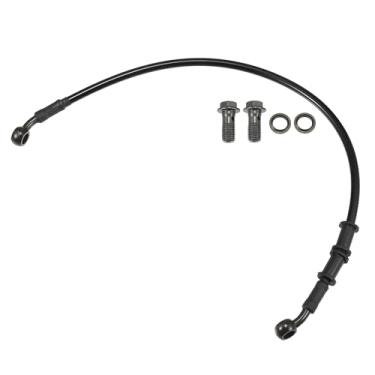 Imagem de Motoforti Mangueira de freio universal para motocicleta, quadriciclo, motocross, trançada, linha de freio hidráulico, oleoduto, 50 cm, durável, metal, preto, verde militar, 1 conjunto