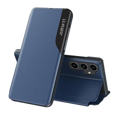 Imagem de LEMAXELERS Capa de telefone para Samsung A15 5G, Galaxy A15 Fashion Slim Business Smart View Capa protetora magnética à prova de choque para Samsung Galaxy A15 5G, azul QH