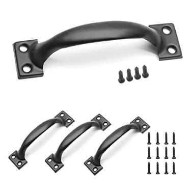 Imagem de Jersvimc Puxadores de armário pretos foscos, 8 peças, 13,5 cm, puxadores de gaveta rústicos, puxadores de gaveta curvos para porta de armário de móveis de cozinha