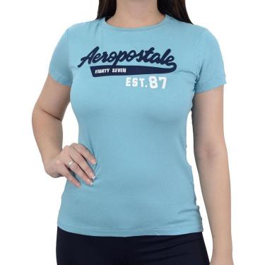Imagem de Camiseta Feminina Aeropostale MC Bordada Azul - 98801-Feminino