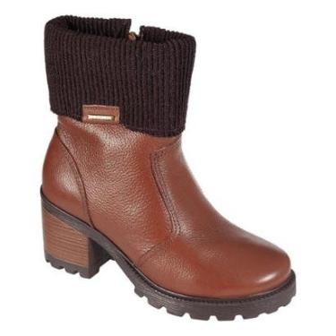 Imagem de Bota Casual Feminina Pegada em Couro 281328-09 Cano Curto e Salto Tratorado-Feminino