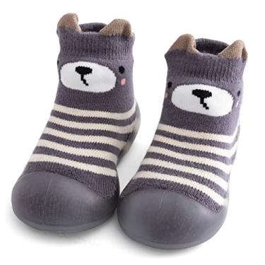 Imagem de Babycare Pantufas infantis para bebês meninos e meninas, sapatos de primeira caminhada, sola de borracha, antiderrapante, #2 Azul escuro, 6.5-7 Toddler