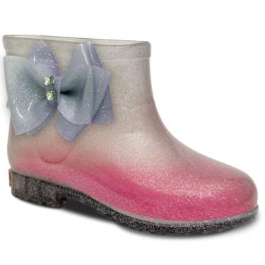 Imagem de Bota Galocha Infantil Nº 21 ao 26 Botinha Chuva Moda Menina 09.45 (Glitter Prata, BR, Criança de 1 a 3 anos, Numérico, 22)