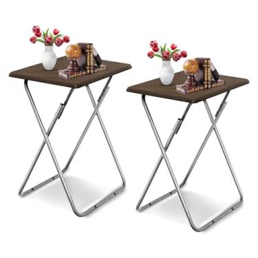 Imagem de Garden 4 you Bandeja de TV dobrável na cama e sofá, bandeja de jantar de TV com MDF resistente, mesa portátil de 63 cm sem necessidade de montagem (nogueira, 2 peças)