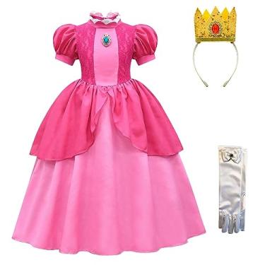 Imagem de Rxiduoy Girl's Halloween Party Dress Super Brothers Princess Peach Costume XS