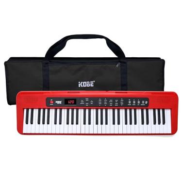 Imagem de Kit Teclado Arranjador Kobe KB-150 RD Vermelho 5/8 61 Teclas Com Capa Preta