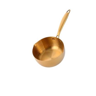 Imagem de Panela de neve de aço inoxidável para cozinha, panela de sopa de macarrão, frigideira antiaderente com tampa, estilo pote de leite, panela de cozinha, ouro, um