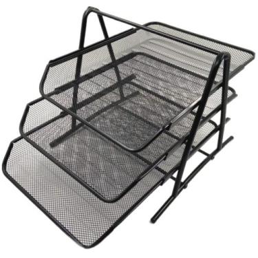 Imagem de Organizador De Documentos De Mesa Escritório Metal 3 Andares Papel A4 