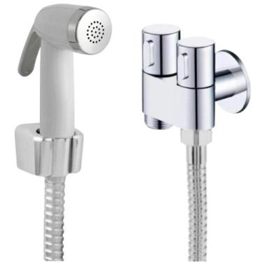 Imagem de Ducha Higiênica Registro Metal Duplo + Engate Flexível Aço Inox 1,50 M