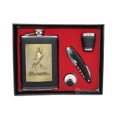 Imagem de Kit Cantil Porta Bebidas Canivete Abridor Copo Shot Funil Estampado Po