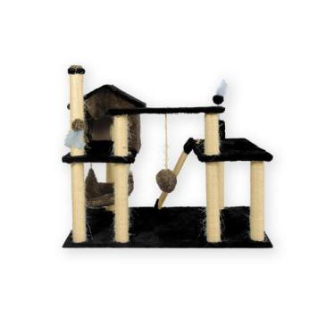 Imagem de Arranhador Playground Casa Gatos Grande ModularparaGatil - MIU, PRETO 