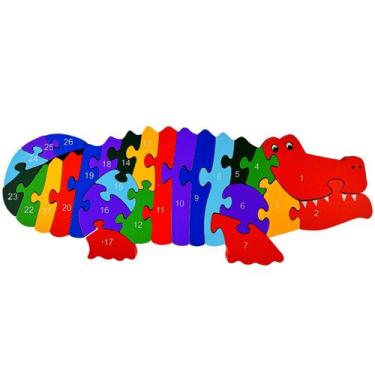 Imagem de Quebra Cabeça Crocodilo Educativo Jacaré Com Letras Números - Toymix, 