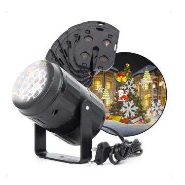 Imagem de Projetor Led Natalino 3D Refletor Holografico Decorativo Luz De Festa Jardim Desenhos Para Natal Canhão de Luz Externo Dinâmico natalino