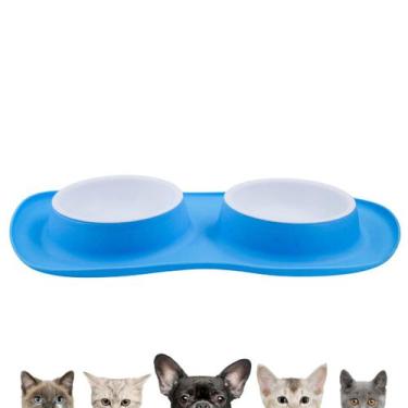 Imagem de Comedouro Duplo para Ração e Água de Cachorro - innovaree-commerce, Az