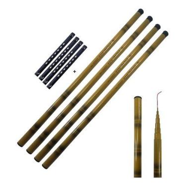 Imagem de Kit 4 Vara de Mão Bambu 3m Telescópica 60% Carbono Modelo Bamboo - Saf