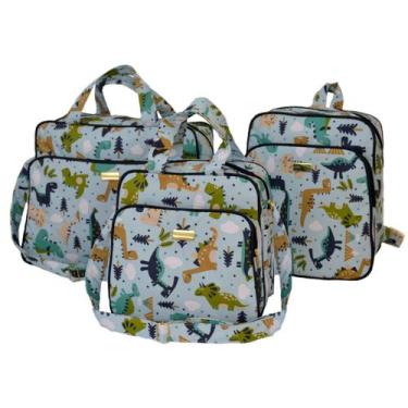 Imagem de kit Bolsa Mala mamãe passeio bebê mochila Desenho 3 peças - RUBIAVI