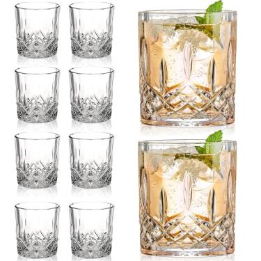 Imagem de Conjunto de 8 copos de uísque Gencywe Copos de uísque à moda antiga Gencywe, copos de coquetel de vidro de bourbon de cristal, copos de bar transparentes para beber vodka escocês, tequila, rum, licor, presente para homens