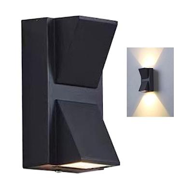 Imagem de Luminária de parede externa, alojamentos de plástico, lâmpada de parede externa de cabeça dupla com arandelas para cima e para baixo para casa, porta, pátio (luz neutra)