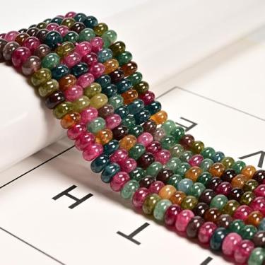 Imagem de Land Long 75 peças 5 x 8 mm multi cor turmalina cor tingida jade Rondelle contas de pedra de Ábaco para fazer joias, colar, artesanato, pulseiras