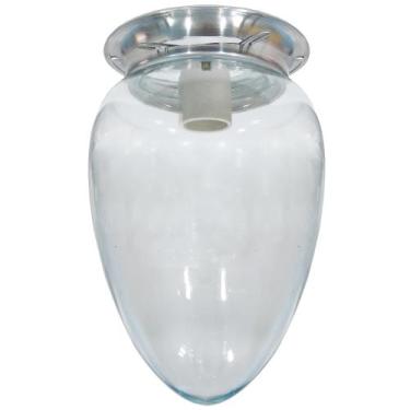 Imagem de Plafon Colonial Aluminio Natural Com Globo Pera Transpar - CM GLASS - 