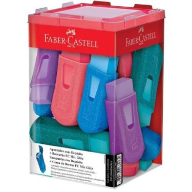 Imagem de Borracha Colorida MIX GLITZ com Apontador e Depósito - Pacote com 24 U