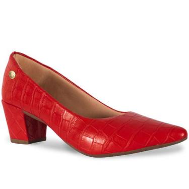 Imagem de Sapato Scarpin Croco Clássico Feminino Bico Fino Salto Alto Bloco 2.02