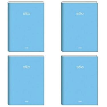 Imagem de Kit 4 Caderno de brochura Pequeno 80 folhas tom pastel azul - Máxima