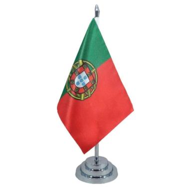 Imagem de Bandeira De Mesa Portugal Com Mastro 29 Cm Altura