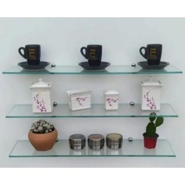 Imagem de Prateleira de vidro para cozinha 30x10 kit c/ 5 un. Gabiart