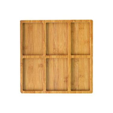 Imagem de Petisqueira de madeira quadrada com 6 divisórias 30x30cm - MEGAGIFT