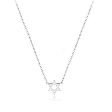 Imagem de ALRNBY Colar feminino com estrela de Davi, banhado a ouro, não mancha, corrente de aço inoxidável, Adjustable, Aço inoxidável, Sem Pedra Preciosa