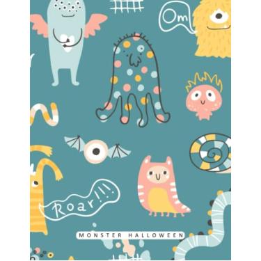 Imagem de Monster Halloween: Notebook, Journal, Planner, Logbook, Daily Notes, 8.5x11 Wide Ruled Lined 110 Pages, Perfect for Women, Girls, Teens, Ladies, Bosses, Mentors and Friends