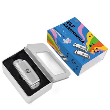 Imagem de CONJURER Gaita azul de 8 furos para crianças e adultos, gaita diatônica em C Key órgão bucal para iniciantes profissionais, harpa azul com estojo requintado, instrumento musical, como presente, branco